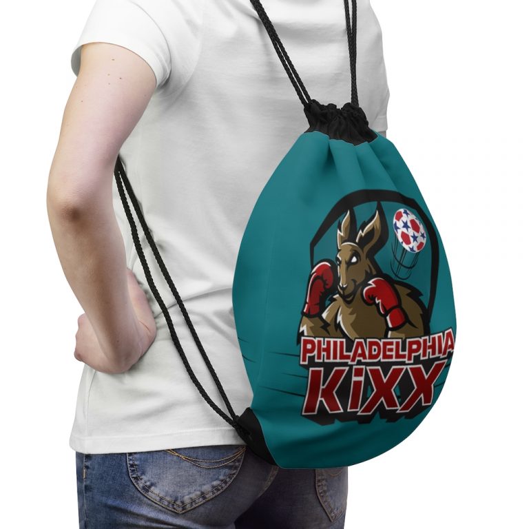 teal drawstring bag